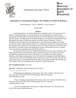 Anomalies in Tournament Design: the Madness of March Madness