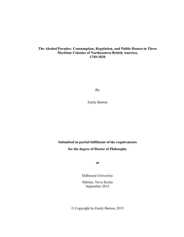 The Alcohol Paradox: Consumption, Regulation, and Public Houses in Three Maritime Colonies of Northeastern British America, 1749-1830