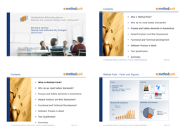 Verlässliche Echtzeitsysteme – Können Wir Unseren Autos Noch Vertrauen? Contents Contents Method Park