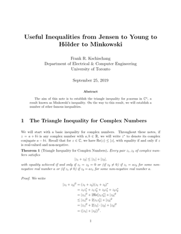 Useful Inequalities from Jensen to Young to Hölder to Minkowski