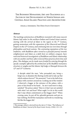 The Buddhist Monastery, Art and Teachings As a Factor in the Development of North Indian and Central Asian Islamic Practice and Architecture