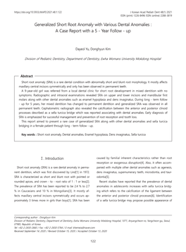 Generalized Short Root Anomaly with Various Dental Anomalies : a Case Report with a 5 - Year Follow - Up