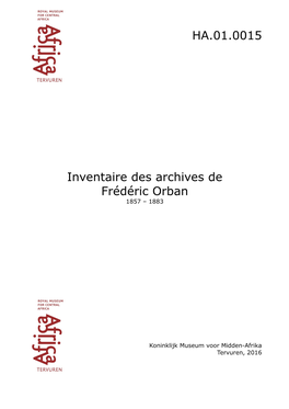 HA.01.0015 Inventaire Des Archives De Frédéric Orban