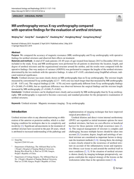 MR Urethrography Versus X-Ray Urethrography Compared with Operative Findings for the Evaluation of Urethral Strictures