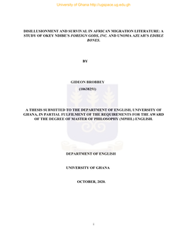 Disillusionment and Survival in African Migration Literature: a Study of Okey Ndibe’S Foreign Gods, Inc