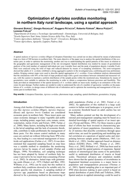 Optimization of Agriotes Sordidus Monitoring in Northern Italy Rural Landscape, Using a Spatial Approach