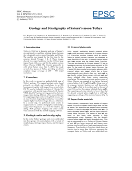 Geology and Stratigraphy of Saturn's Moon Tethys