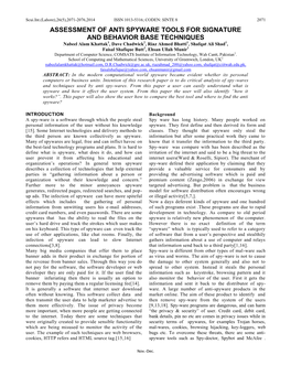 Assessment of Anti Spyware Tools for Signature And