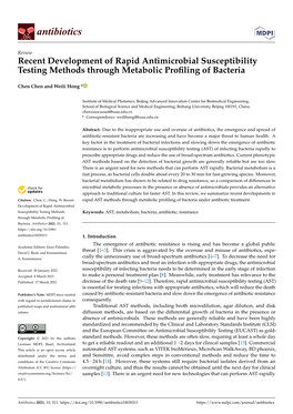 Recent Development of Rapid Antimicrobial Susceptibility Testing Methods Through Metabolic Profiling of Bacteria