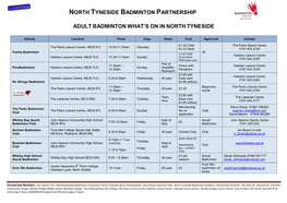 North Tyneside Badminton Partnership Adult