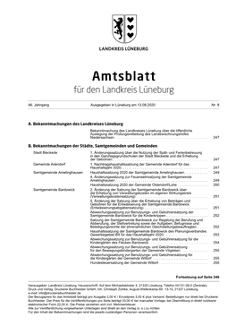 Amtsblatt Für Den Landkreis Lüneburg