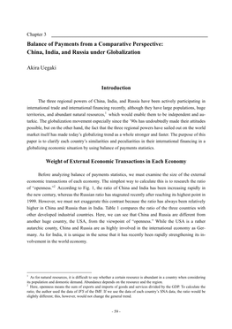 Balance of Payments from a Comparative Perspective: China, India, and Russia Under Globalization