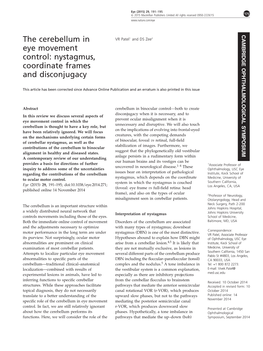 The Cerebellum in Eye Movement Control