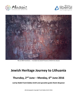 Jewish Heritage Journey to Lithuania