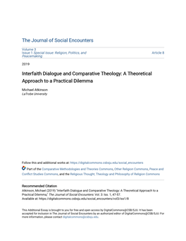 Interfaith Dialogue and Comparative Theology: a Theoretical Approach to a Practical Dilemma