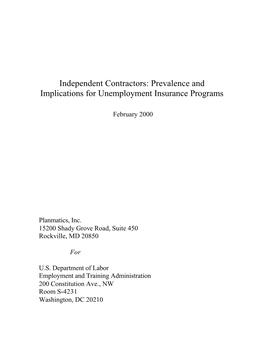 Independent Contractors: Prevalence and Implications for Unemployment Insurance Programs