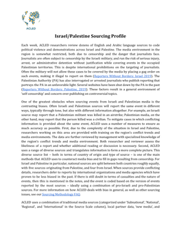 Israel/Palestine Sourcing Profile