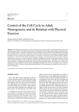 Control of the Cell Cycle in Adult Neurogenesis and Its Relation with Physical Exercise