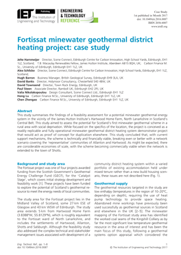 Fortissat Minewater Geothermal District Heating Project: Case Study