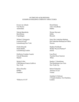 Outbound Acquisitions: European Holding Company Structures