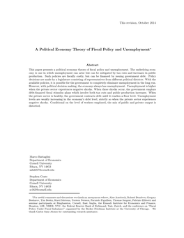 A Political Economy Theory of Fiscal Policy and Unemployment*