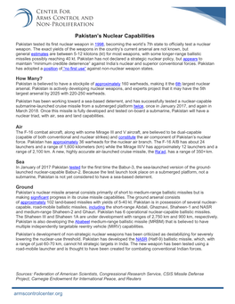 Pakistan's Nuclear Capabilities