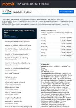 425A Bus Time Schedule & Line Route