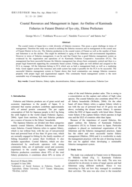 An Outline of Kaminada Fisheries in Futami District of Iyo City, Ehime Prefecture