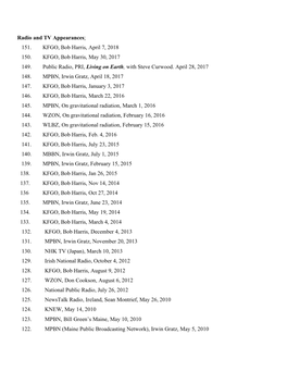 Radio and TV Appearances: 151