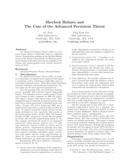 Sherlock Holmes and the Case of the Advanced Persistent Threat