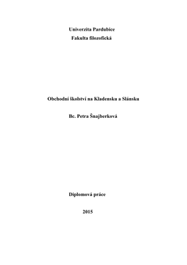 Univerzita Pardubice Fakulta Filozofická Obchodní Školství Na