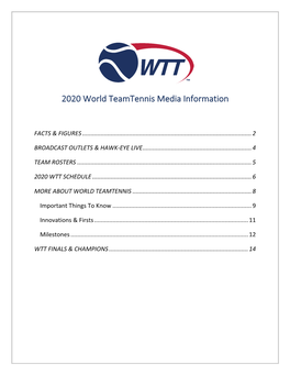 2020 World Team Tennis Media