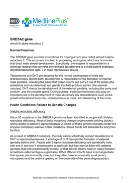 SRD5A2 Gene Steroid 5 Alpha-Reductase 2