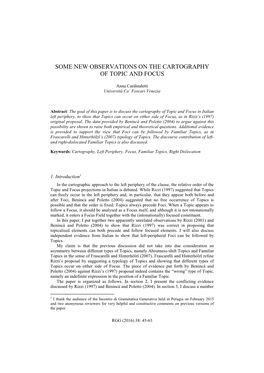 Some New Observations on the Cartography of Topic and Focus