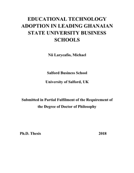 Educational Technology Adoption in Leading Ghanaian State University Business Schools