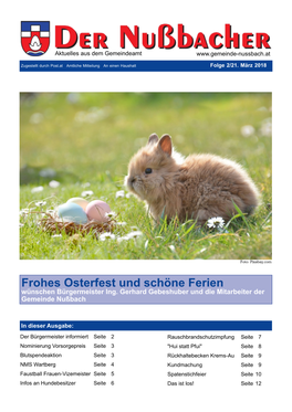 Frohes Osterfest Und Schöne Ferien Wünschen Bürgermeister Ing