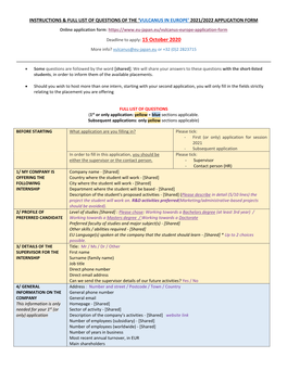 Instructions & Full List of Questions of the 'Vulcanus