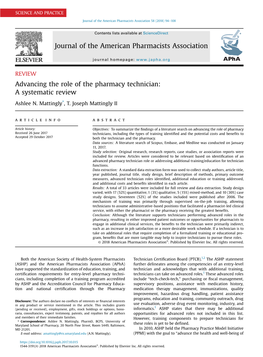 Advancing the Role of the Pharmacy Technician: a Systematic Review