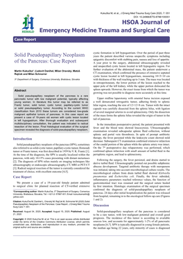 Solid Pseudopapillary Neoplasm of the Pancreas: Case Report