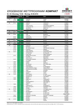 ERGEBNISSE WETTPROGRAMM KOMPAKT Nr