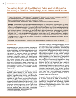 Population Density of Small Kashmir Flying Squirrel (Hylopetes Fimbriatus