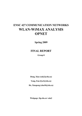 WLAN-Wimax ANALYSIS OPNET