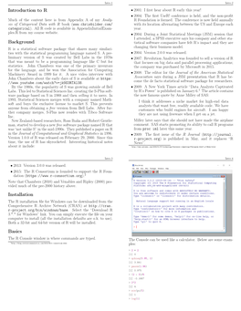 Introduction to R Background Installation Basics