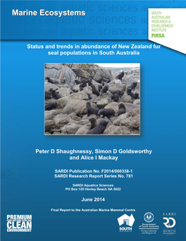 Status and Trends in Abundance of New Zealand Fur Seal Populations in South Australia