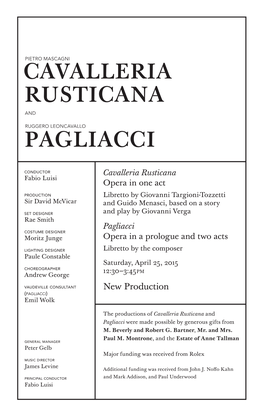Cavalleria Rusticana Pagliacci
