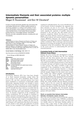 Intermediate Filaments and Their Associated Proteins