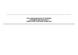 The London Borough of Haringey (Tangmere and Northolt) Compulsory Purchase Order 2021