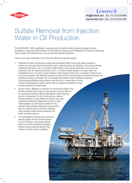 Sulfate Removal from Injection Water in Oil Production