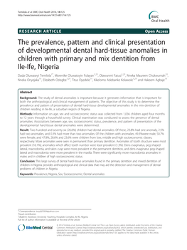The Prevalence, Pattern and Clinical Presentation Of