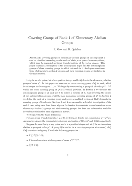 Covering Groups of Rank 1 of Elementary Abelian Groups